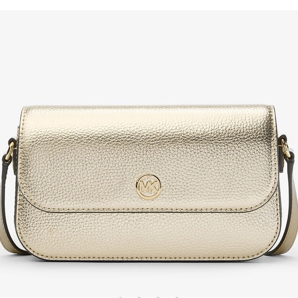 NWT Michael Kors Jet Set Travel Small Metallic Leather Crossbody - Picture 2 of 5